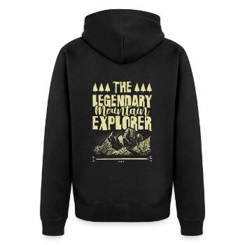 mountain explorer - Unisex Premium Bio Zip Hoodie - Schwarz - Hinten - Nico (187cm)