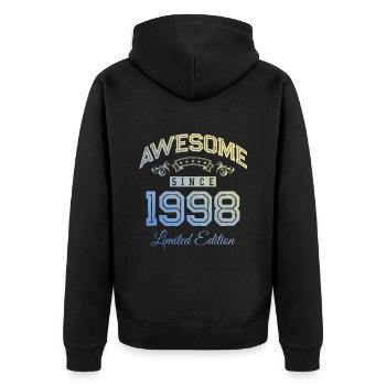 1998 awesome since - Unisex Premium Organic Zip Hoodie - black - Back - Nico (187cm)