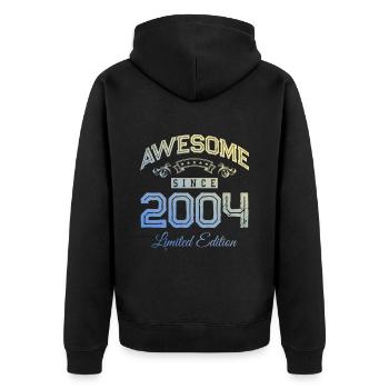 2004 awesome since - Unisex Premium Bio Zip Hoodie - Schwarz - Hinten - Nico (187cm)