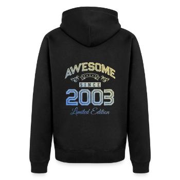 2003 génial depuis - Veste à capuche bio Premium Unisexe - noir - Dos - Nico (187cm)