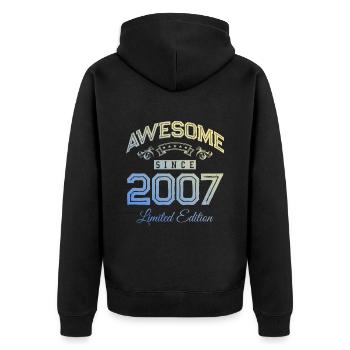 2007 awesome since - Unisex Premium Organic Zip Hoodie - black - Back - Nico (187cm)
