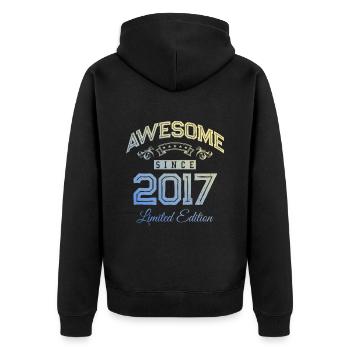 2017 awesome since - Unisex Premium Organic Zip Hoodie - black - Back - Nico (187cm)