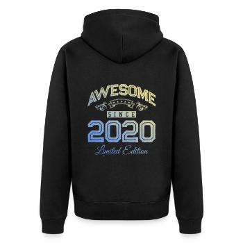 2020 génial depuis - Veste à capuche bio Premium Unisexe - noir - Dos - Nico (187cm)