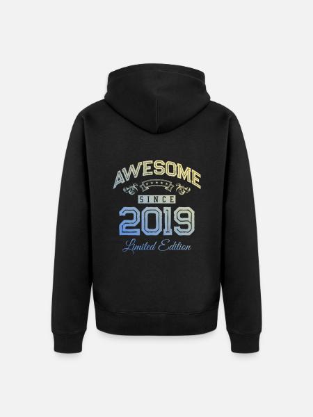 2019 awesome since - Unisex Premium Organic Zip Hoodie - black