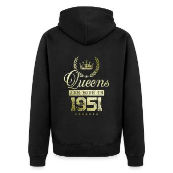 Queens born in 1951 - Unisex Premium Organic Zip Hoodie - black - Back - Nico (187cm)