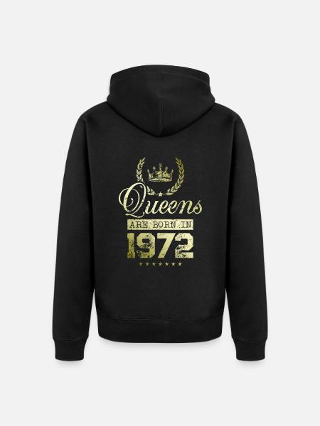 Queens born in 1972 - Unisex Premium Bio Zip Hoodie - Schwarz
