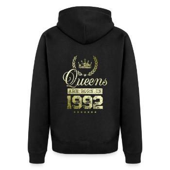 Queens born in 1992 - Unisex Premium Organic Zip Hoodie - black - Back - Nico (187cm)