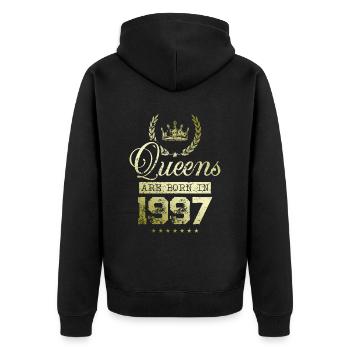 Queens born in 1997 - Unisex Premium Bio Zip Hoodie - Schwarz - Hinten - Nico (187cm)