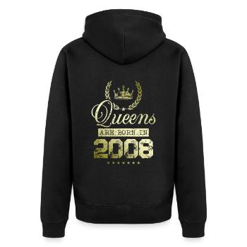 Queens born in 2008 - Unisex Premium Organic Zip Hoodie - black - Back - Nico (187cm)