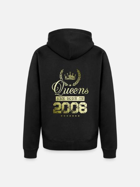 Queens born in 2008 - Unisex Premium Organic Zip Hoodie - black