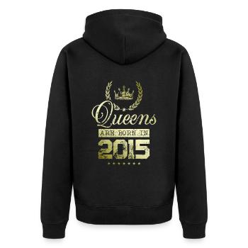 Queens born in 2015 - Unisex Premium Organic Zip Hoodie - black - Back - Nico (187cm)