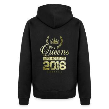 Queens born in 2018 - Unisex Premium Organic Zip Hoodie - black - Back - Nico (187cm)