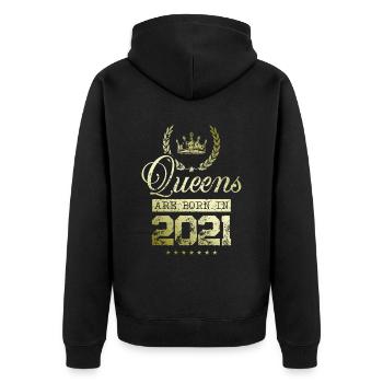 Queens born in 2021 - Unisex Premium Organic Zip Hoodie - black - Back - Nico (187cm)