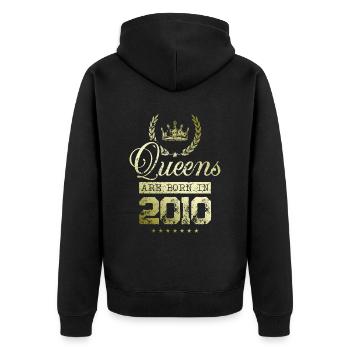 Queens born in 2010 - Unisex Premium Bio Zip Hoodie - Schwarz - Hinten - Nico (187cm)
