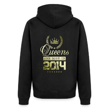 Queens born in 2014 - Unisex Premium Bio Zip Hoodie - Schwarz - Hinten - Nico (187cm)