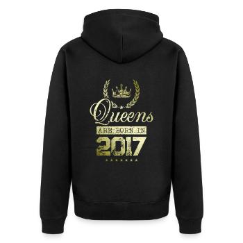 Queens born in 2017 - Unisex Premium Organic Zip Hoodie - black - Back - Nico (187cm)