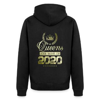 Queens born in 2020 - Unisex Premium Organic Zip Hoodie - black - Back - Nico (187cm)