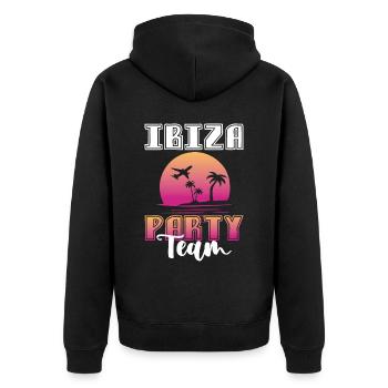 Ibiza Party Team - Unisex Premium Organic Zip Hoodie - black - Back - Nico (187cm)