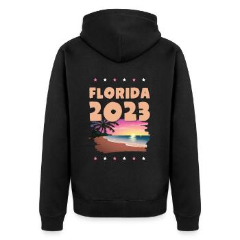 Florida 2023 - Unisex Premium Organic Zip Hoodie - black - Back - Nico (187cm)