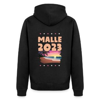 Malle 2023 - Unisex Premium Organic Zip Hoodie - black - Back - Nico (187cm)