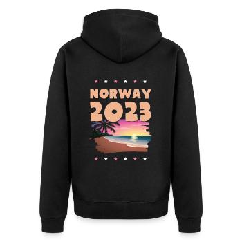 Norway 2023 - Unisex Premium Bio Zip Hoodie - Schwarz - Hinten - Nico (187cm)