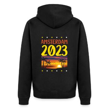Amsterdam 2023 - Unisex Premium Organic Zip Hoodie - black - Back - Nico (187cm)