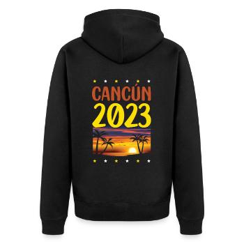 Cancun 2023 - Unisex Premium Organic Zip Hoodie - black - Back - Nico (187cm)
