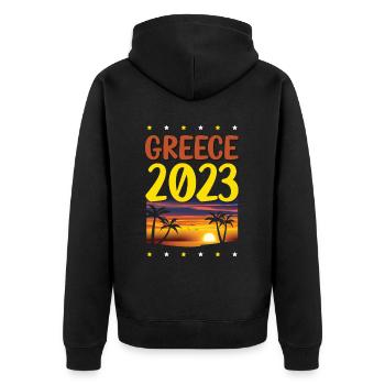Greece 2023 - Unisex Premium Organic Zip Hoodie - black - Back - Nico (187cm)