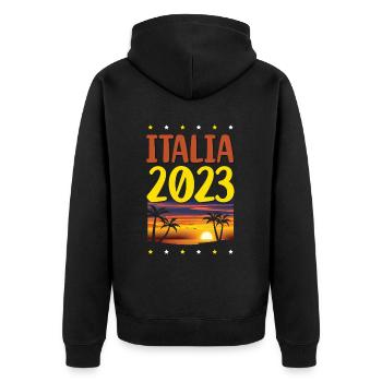 Italia 2023 - Unisex Premium Bio Zip Hoodie - Schwarz - Hinten - Nico (187cm)