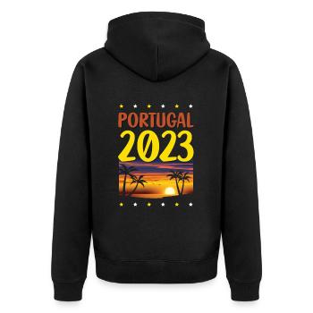 Portugal 2023 - Unisex Premium Bio Zip Hoodie - Schwarz - Hinten - Nico (187cm)