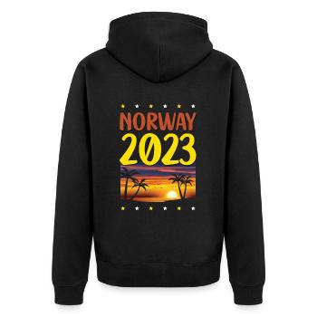 Norway 2023 - Unisex Premium Bio Zip Hoodie - Schwarz - Hinten - Nico (187cm)