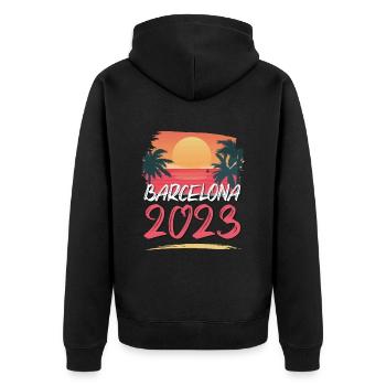 Barcelone 2023 - Veste à capuche bio Premium Unisexe - noir - Dos - Nico (187cm)