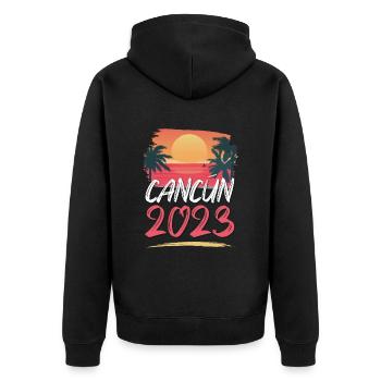 Cancun 2023 - Unisex Premium Organic Zip Hoodie - black - Back - Nico (187cm)