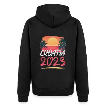 Croatia 2023 - Unisex Premium Organic Zip Hoodie - black - Back - Nico (187cm)
