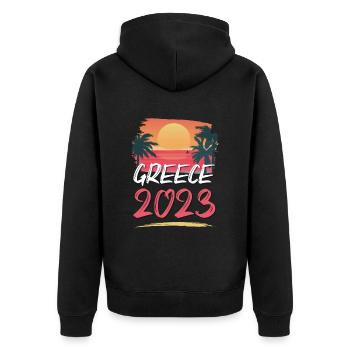Greece 2023 - Unisex Premium Organic Zip Hoodie - black - Back - Nico (187cm)