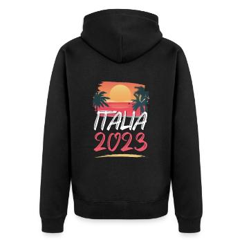 Italia 2023 - Unisex Premium Bio Zip Hoodie - Schwarz - Hinten - Nico (187cm)