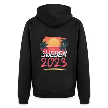 Suède 2023 - Veste à capuche bio Premium Unisexe - noir - Dos - Nico (187cm)