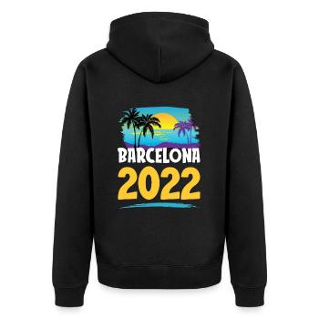 Barcelona 2023 - Unisex Premium Bio Zip Hoodie - Schwarz - Hinten - Nico (187cm)