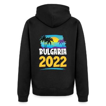 Bulgaria 2023 - Unisex Premium Organic Zip Hoodie - black - Back - Nico (187cm)