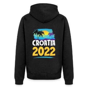 Croatia 2023 - Unisex Premium Bio Zip Hoodie - Schwarz - Hinten - Nico (187cm)