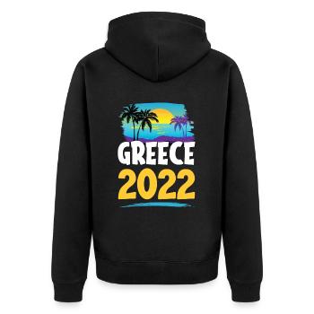 Greece 2023 - Unisex Premium Organic Zip Hoodie - black - Back - Nico (187cm)