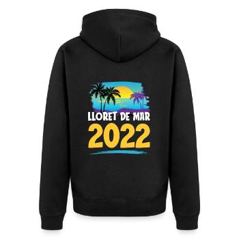 Lloret De Mar 2023 - Unisex Premium Bio Zip Hoodie - Schwarz - Hinten - Nico (187cm)