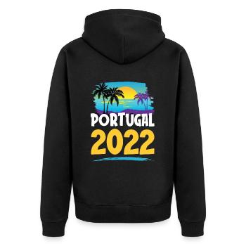 Portugal 2023 - Unisex Premium Bio Zip Hoodie - Schwarz - Hinten - Nico (187cm)