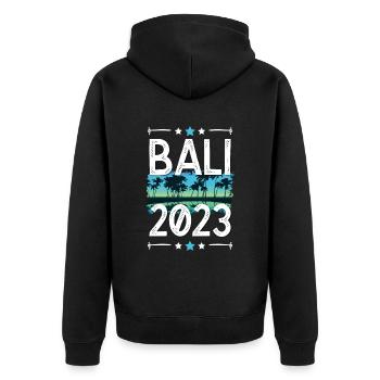 Bali 2023 - Unisex Premium Bio Zip Hoodie - Schwarz - Hinten - Nico (187cm)