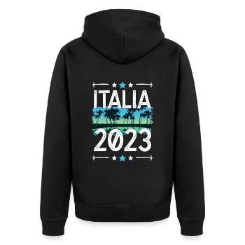 Italia 2023 - Unisex Premium Bio Zip Hoodie - Schwarz - Hinten - Nico (187cm)