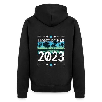 Lloret De Mar 2023 - Unisex Premium Bio Zip Hoodie - Schwarz - Hinten - Nico (187cm)