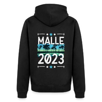 Malle 2023 - Unisex Premium Organic Zip Hoodie - black - Back - Nico (187cm)