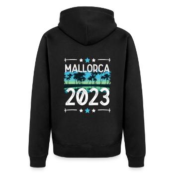 Majorque 2023 - Veste à capuche bio Premium Unisexe - noir - Dos - Nico (187cm)