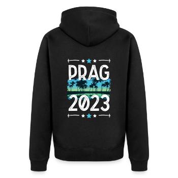 Prague 2023 - Unisex Premium Organic Zip Hoodie - black - Back - Nico (187cm)
