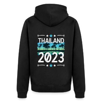 Thailand 2023 - Unisex Premium Bio Zip Hoodie - Schwarz - Hinten - Nico (187cm)